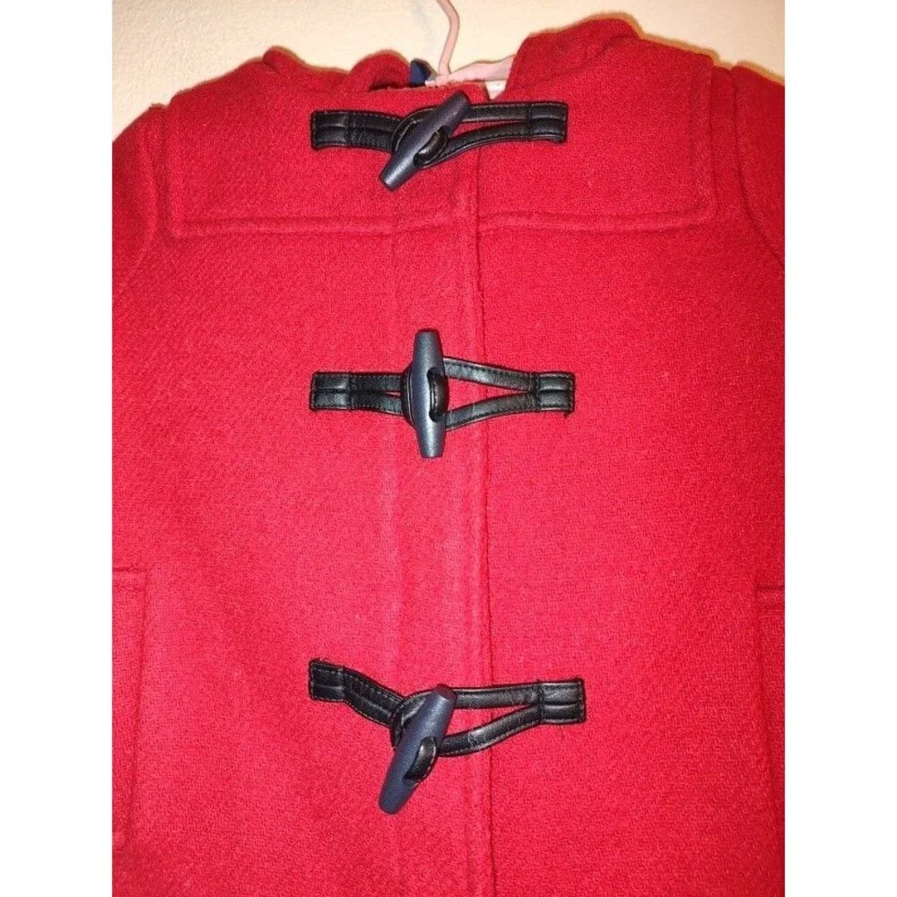 NWT Baby Gap Girls Red Wool Blend Hooded Coat Toggle Buttons Toddler Size 5T
